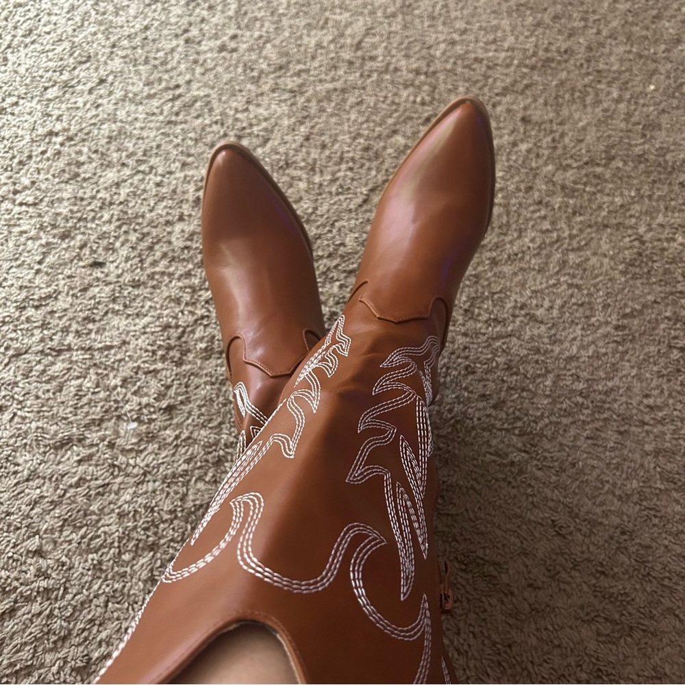 WOMEN’S KNEE HIGH COWBOY BOOTS (CATTLE-9) - Picture 4 of 12